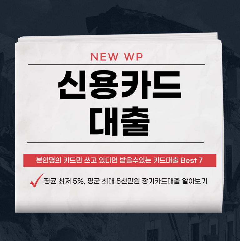 신용카드 대출로 부족한 자금문제를 해결하세요! 1 신용카드 대출