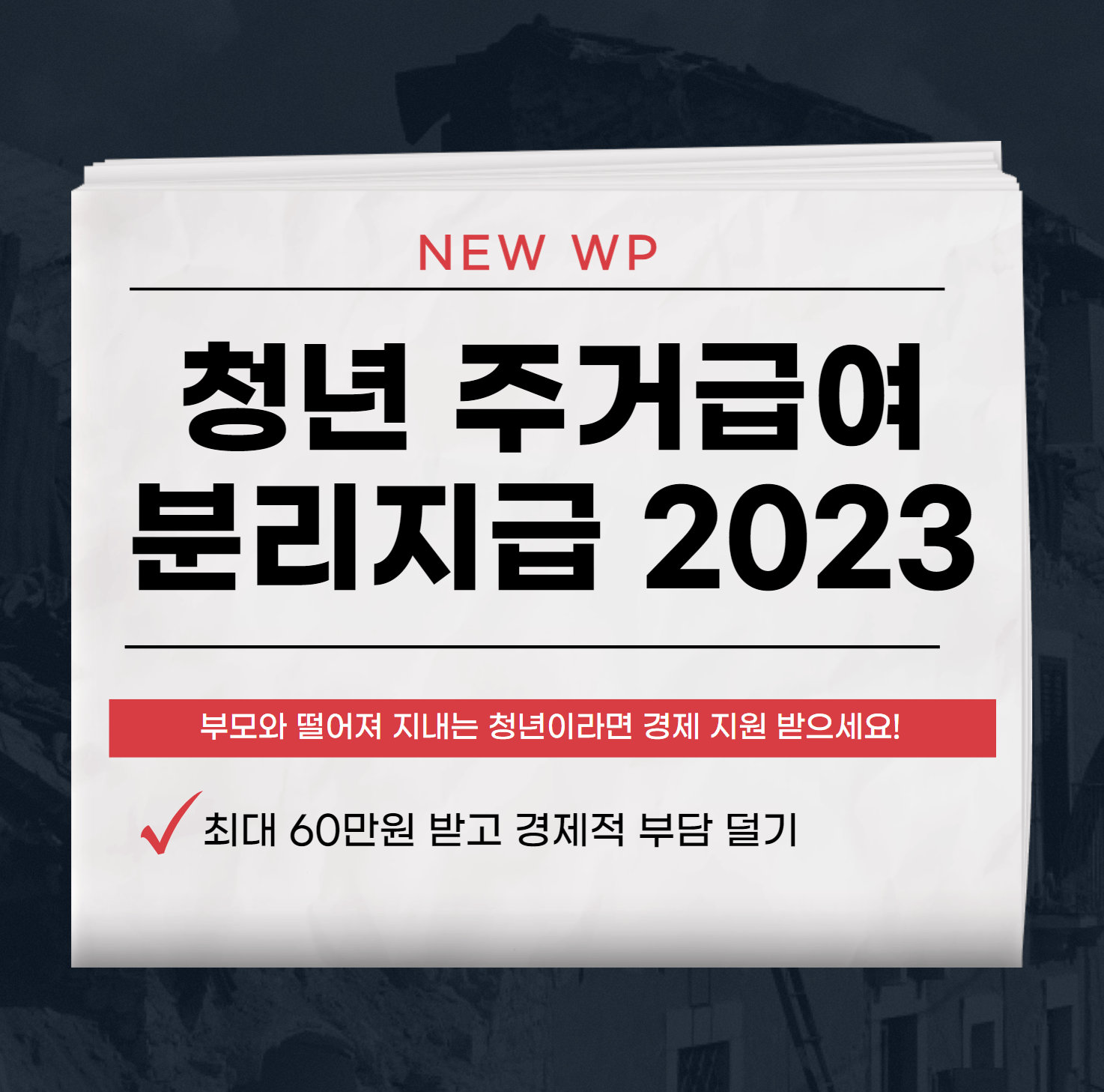 청년 주거급여 분리지급