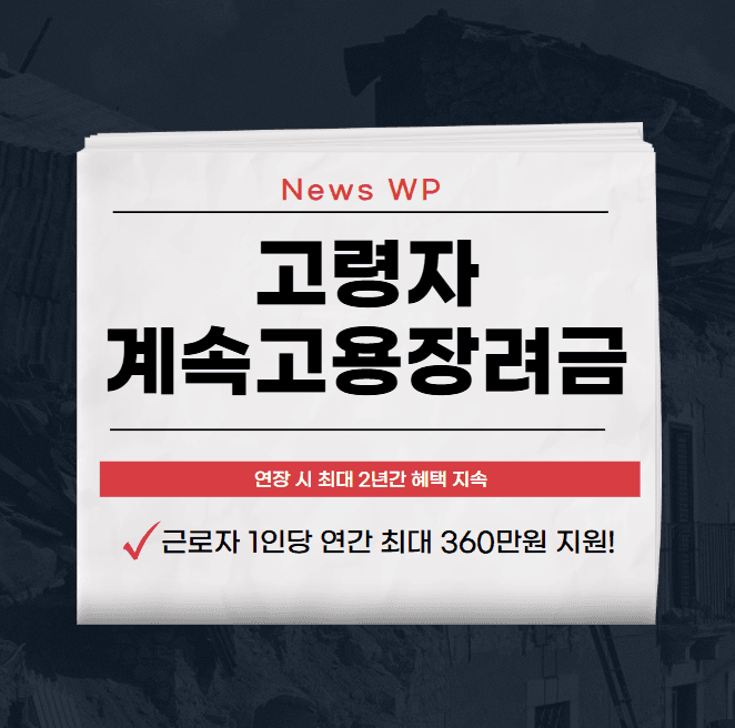 고령자 계속고용장려금 정년 이후에도 인당 최대 연 360만원을 지원 1 고령자 계속고용장려금